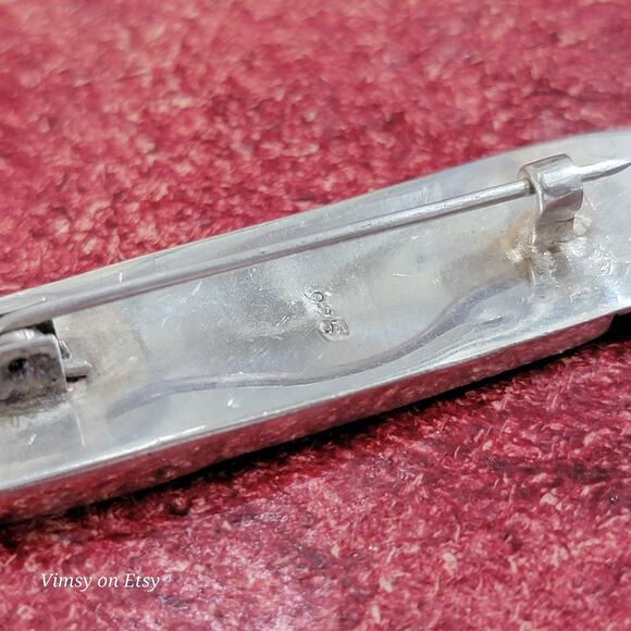 Vintage Sterling Silver Abalone Brooch, Art Deco Design - Picture 10 of 10